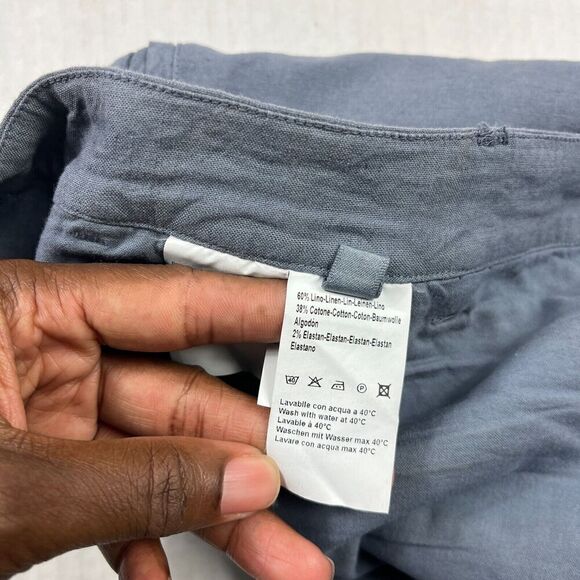 120 Lino Womens Linen Blend Ankle Pants Blue Slim Leg Trousers Size 48 12 US * - Picture 8 of 12